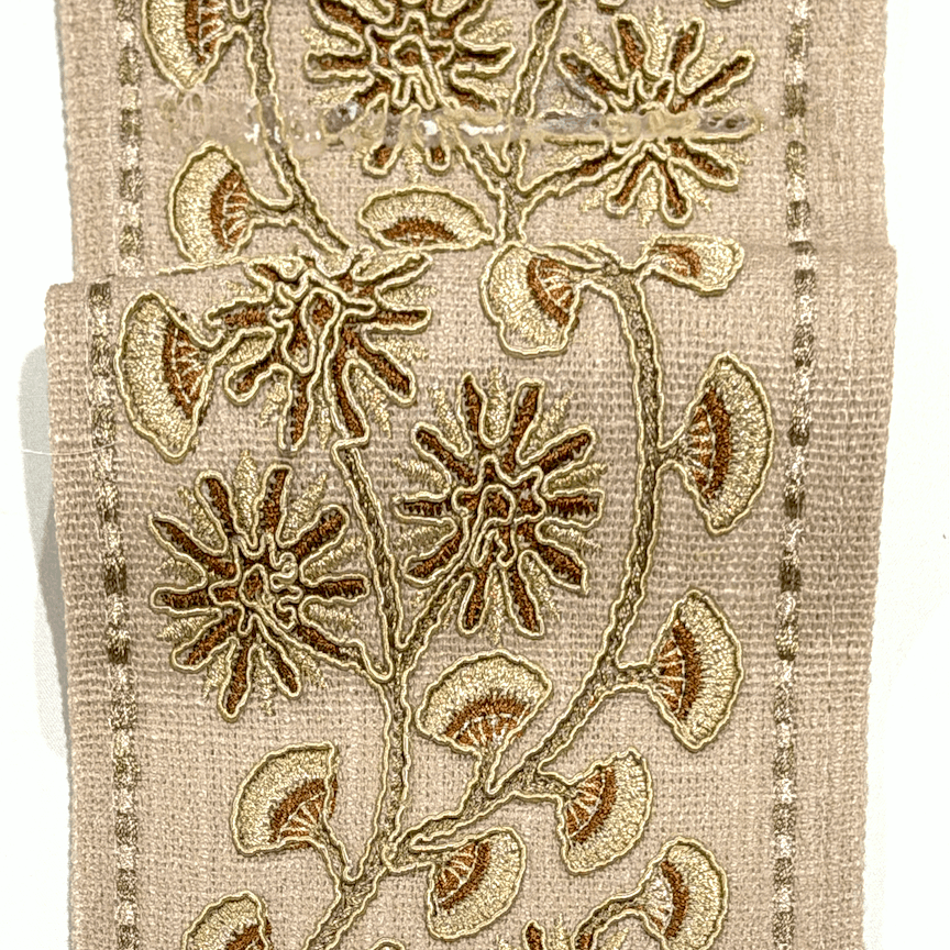 Chrysanthe Blush Bronze 4.7 inch embroidery decorative ribbon tape trim