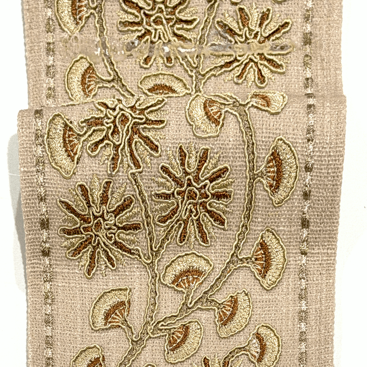Chrysanthe Blush Bronze 4.7 inch embroidery decorative ribbon tape trim
