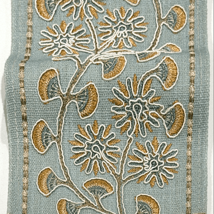 Chrysanthe Spa Blue 4.7 inch embroidery decorative ribbon tape trim