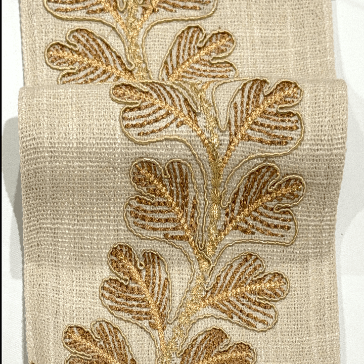 Oakhaven Antique Gold 4.7 inch embroidery decorative ribbon tape trim