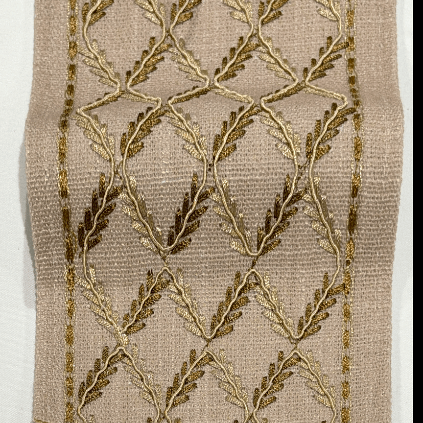 Trellisa Taupe 4.7 inch embroidery decorative ribbon tape trim