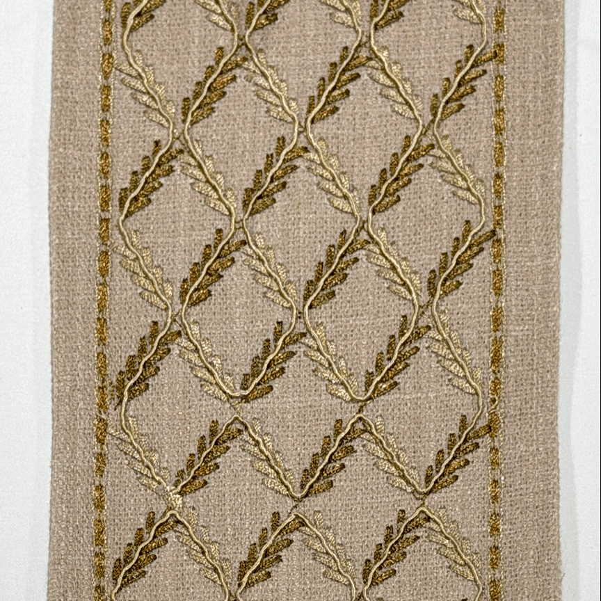 Trellisa Taupe 4.7 inch embroidery decorative ribbon tape trim