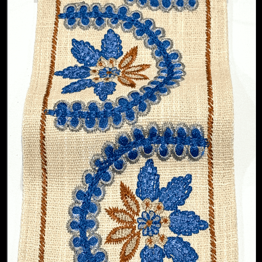 Florentina Blue Rust 4.7 inch embroidery decorative ribbon tape trim