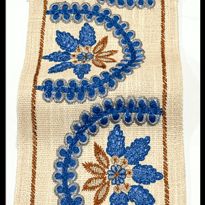 Florentina Blue Rust 4.7 inch embroidery decorative ribbon tape trim