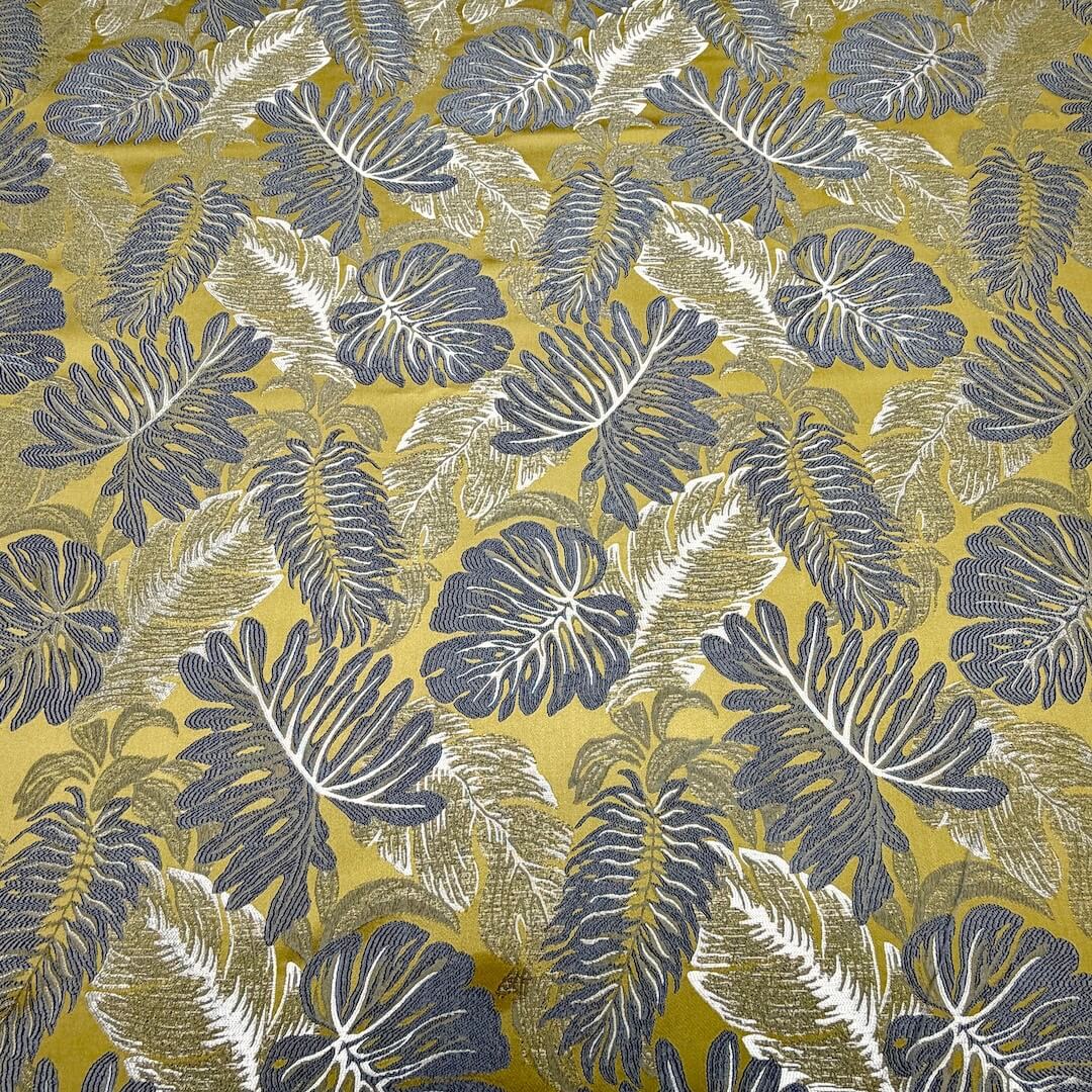 108" Wide LUNA Gold Gray Large Floral Design Jacquard Fabric