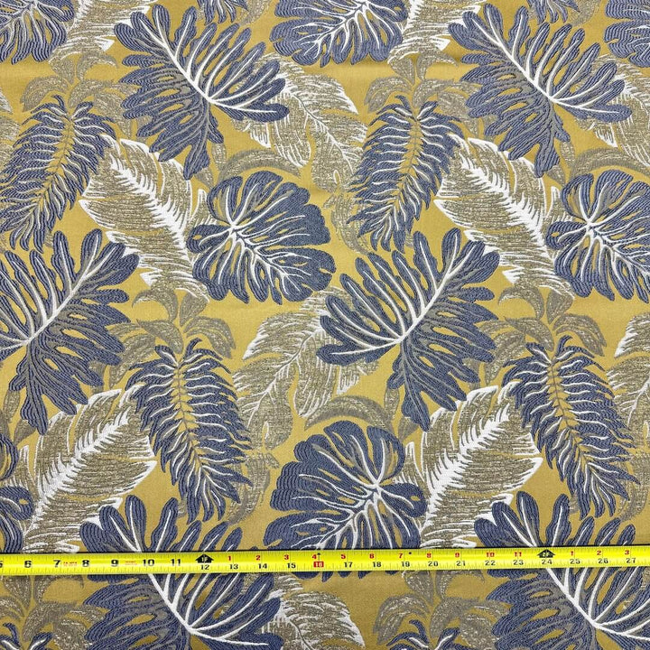 108" Wide LUNA Gold Gray Large Floral Design Jacquard Fabric