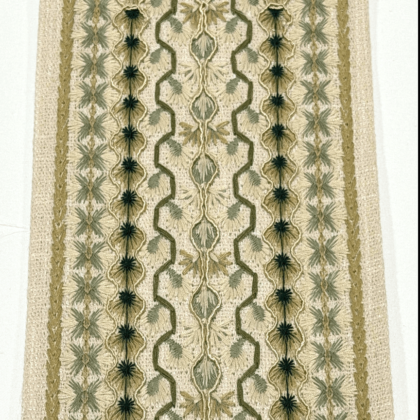 Kashmir Sage Green 4.7 inch embroidery decorative ribbon tape trim