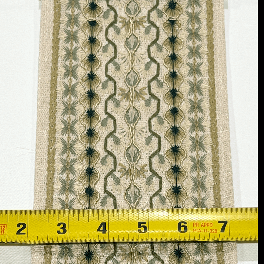Kashmir Sage Green 4.7 inch embroidery decorative ribbon tape trim