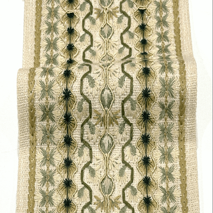 Kashmir Sage Green 4.7 inch embroidery decorative ribbon tape trim