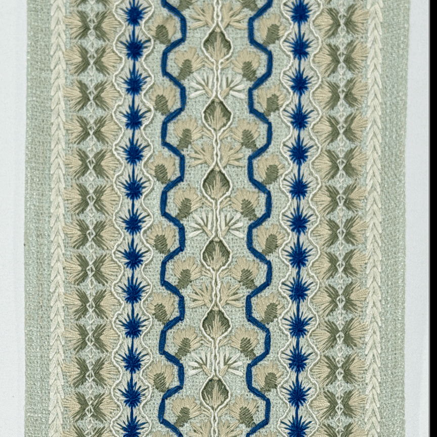 Kashmir Blue Sage 4.7 inch embroidery decorative ribbon tape trim