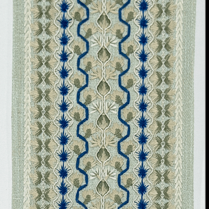 Kashmir Blue Sage 4.7 inch embroidery decorative ribbon tape trim