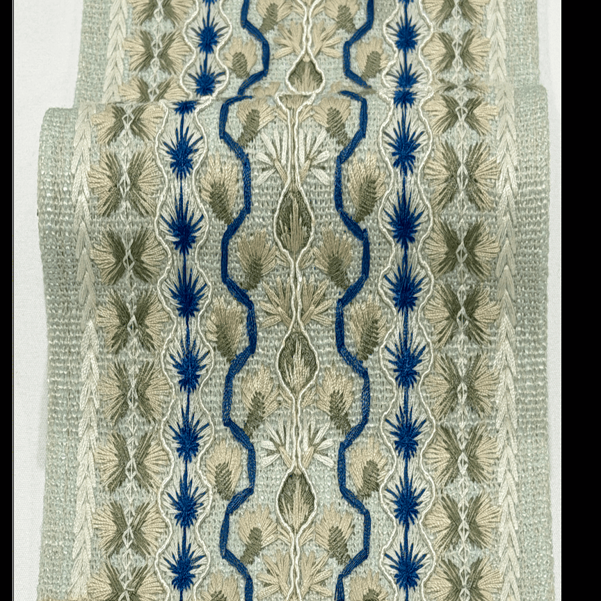 Kashmir Blue Sage 4.7 inch embroidery decorative ribbon tape trim