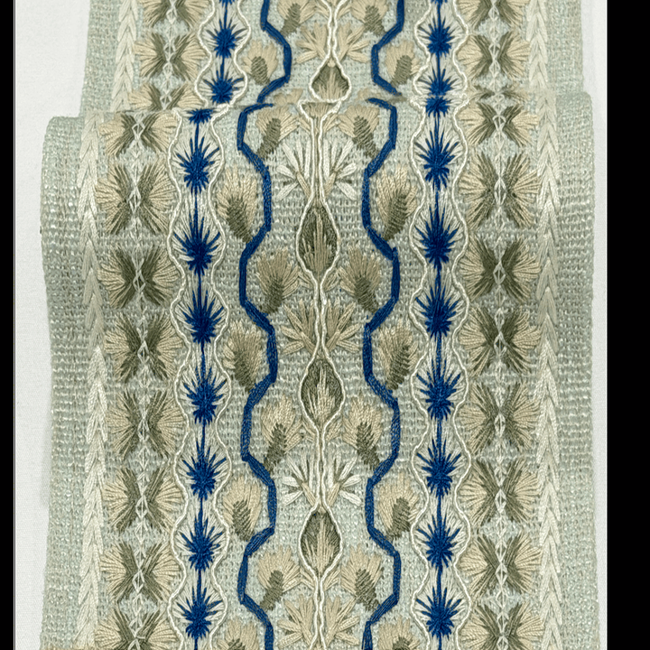Kashmir Blue Sage 4.7 inch embroidery decorative ribbon tape trim