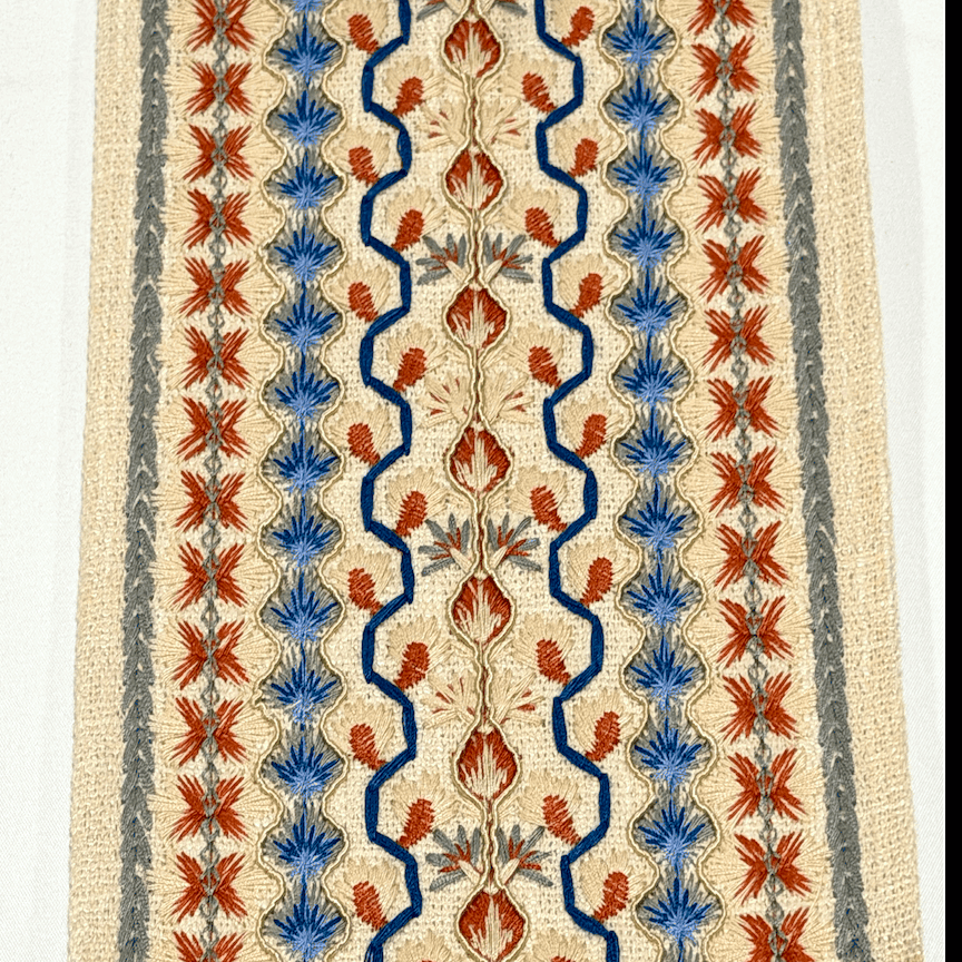 Kashmir Coral Blue 4.7 inch embroidery decorative ribbon tape trim