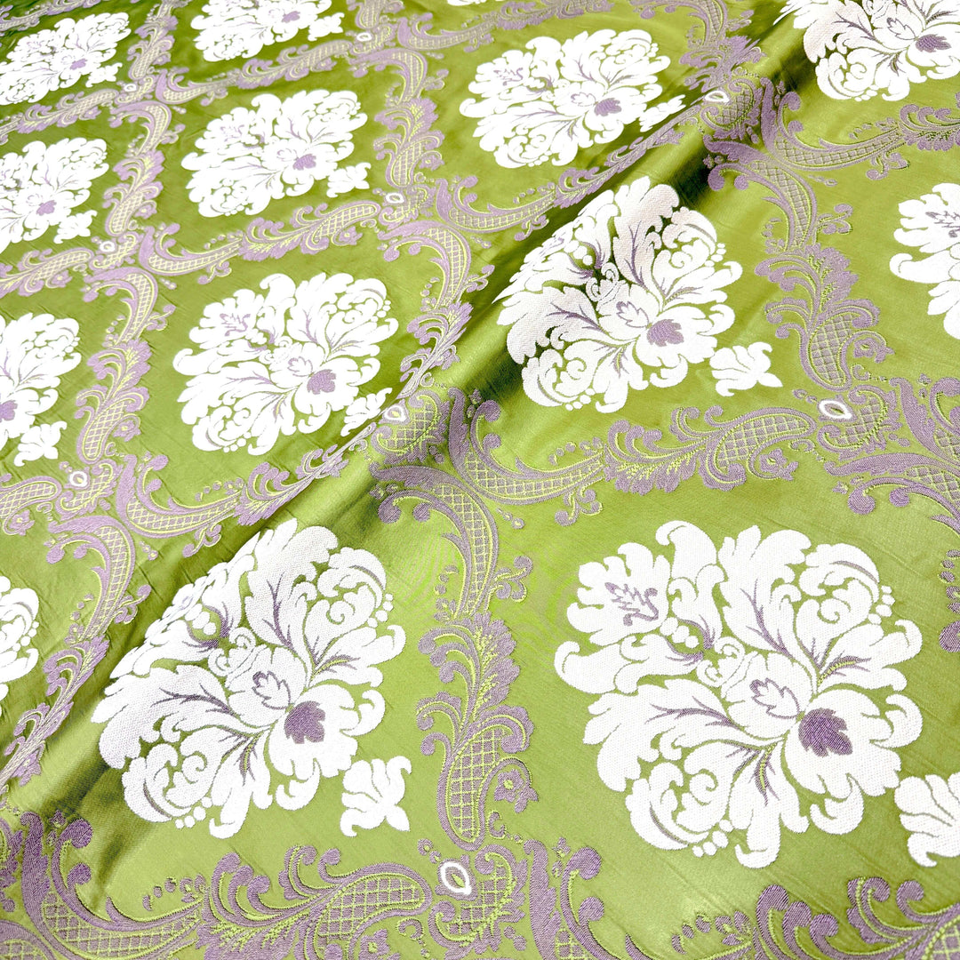 Labelle Tessuto Damascato Broccato Jacquard Verde 