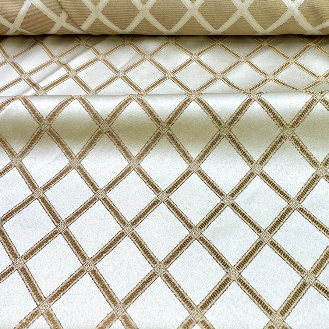 5 YARDS / Brown Beige Geometric Small Diamond Design Jacquard Fabric