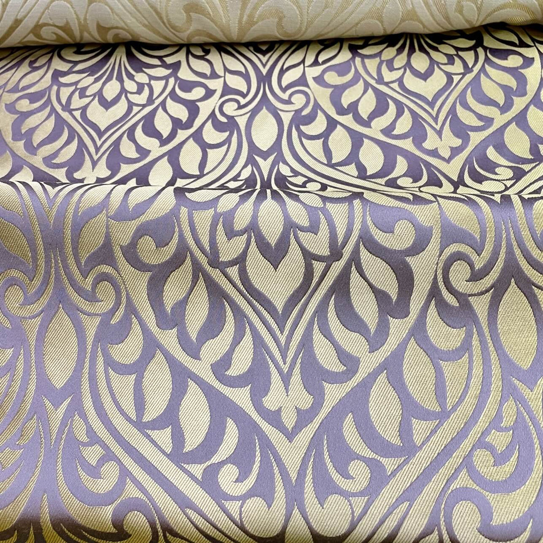 Monarisa Lavender Gold Large Damask Jacquard Fabric
