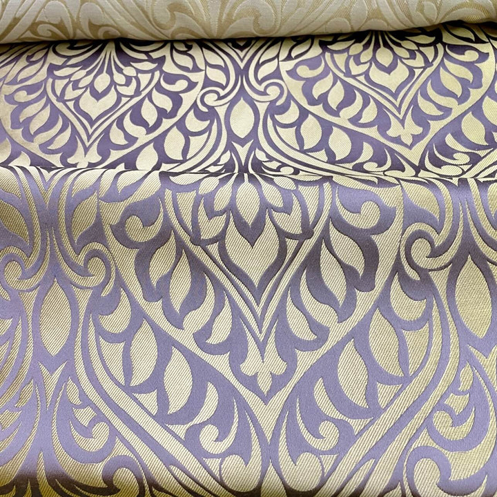 Monarisa Lavender Gold Large Damask Jacquard Fabric
