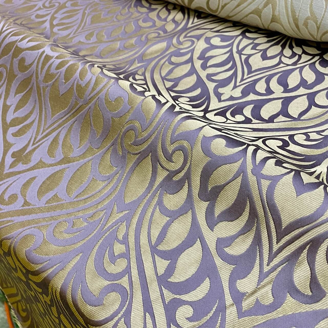 Monarisa Lavender Gold Large Damask Jacquard Fabric