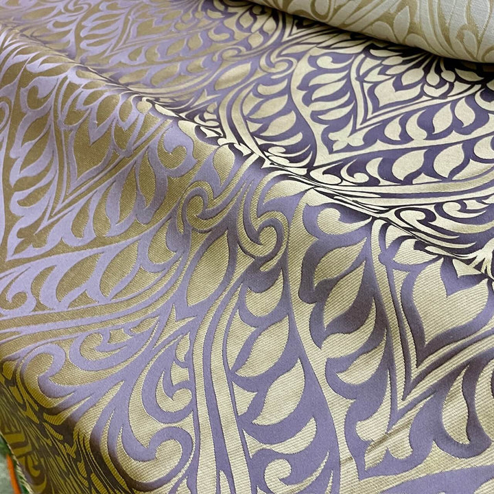 Monarisa Lavender Gold Large Damask Jacquard Fabric