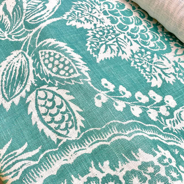 3 YARDS  / 100% Cotton Turquoise Blue White Fabric