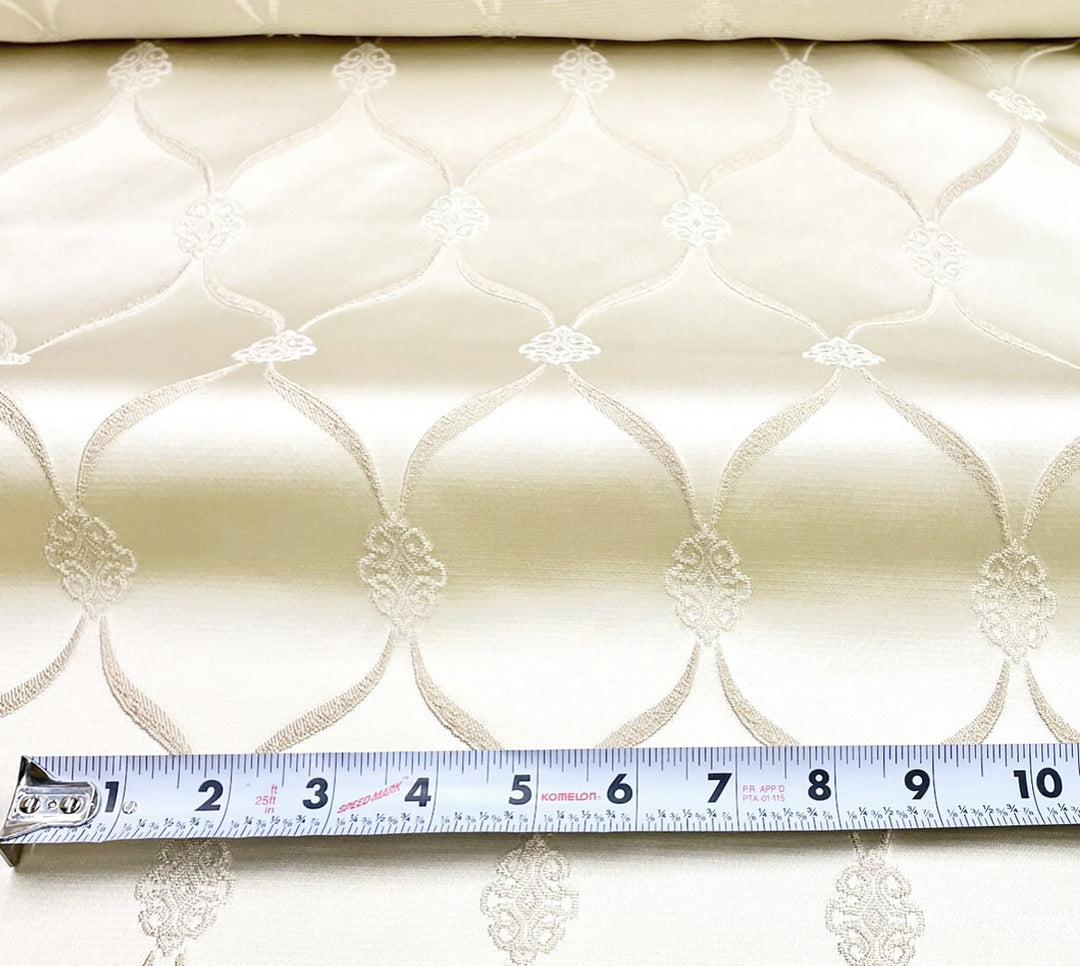 3 YARDS / Light Beige Trellis Soft Sheen Jacquard Fabric