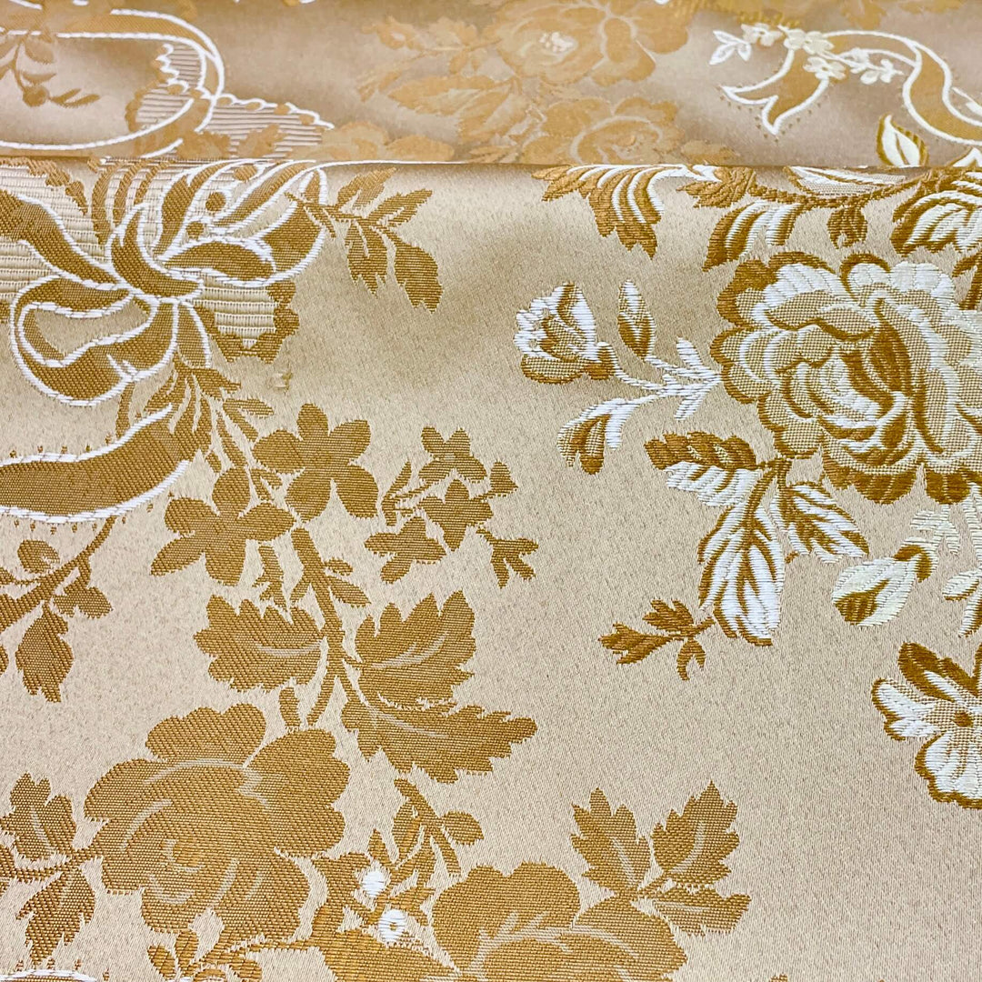 Talemir Golden Brown Floral Brocade Jacquard Fabric