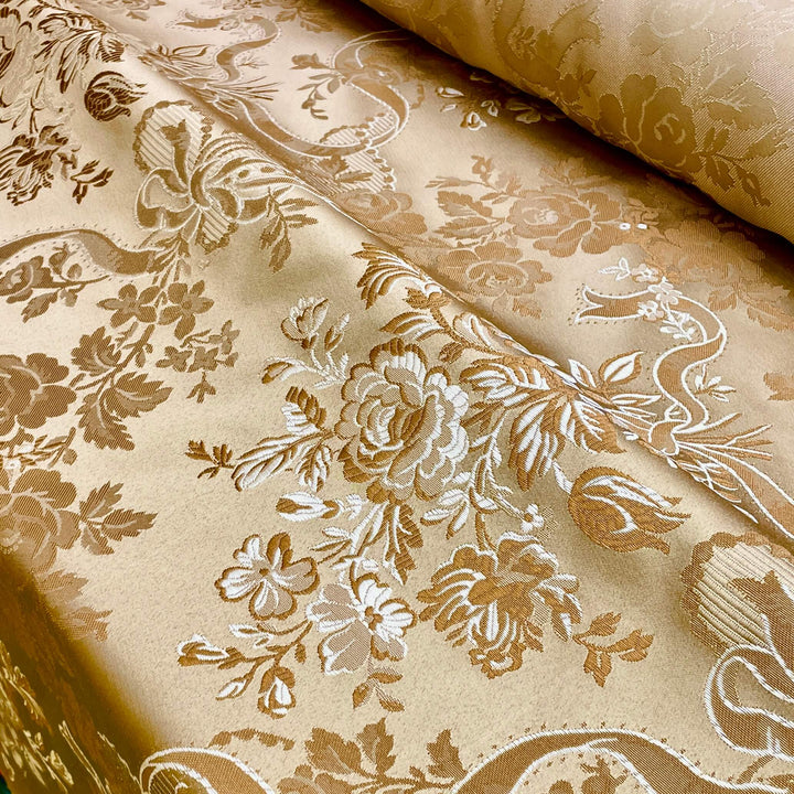Talemir Golden Brown Floral Brocade Jacquard Fabric