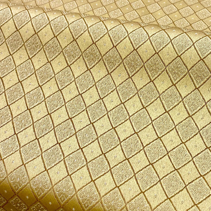 Ivory Floral Embroidery Faux Taffeta Silk Fabric