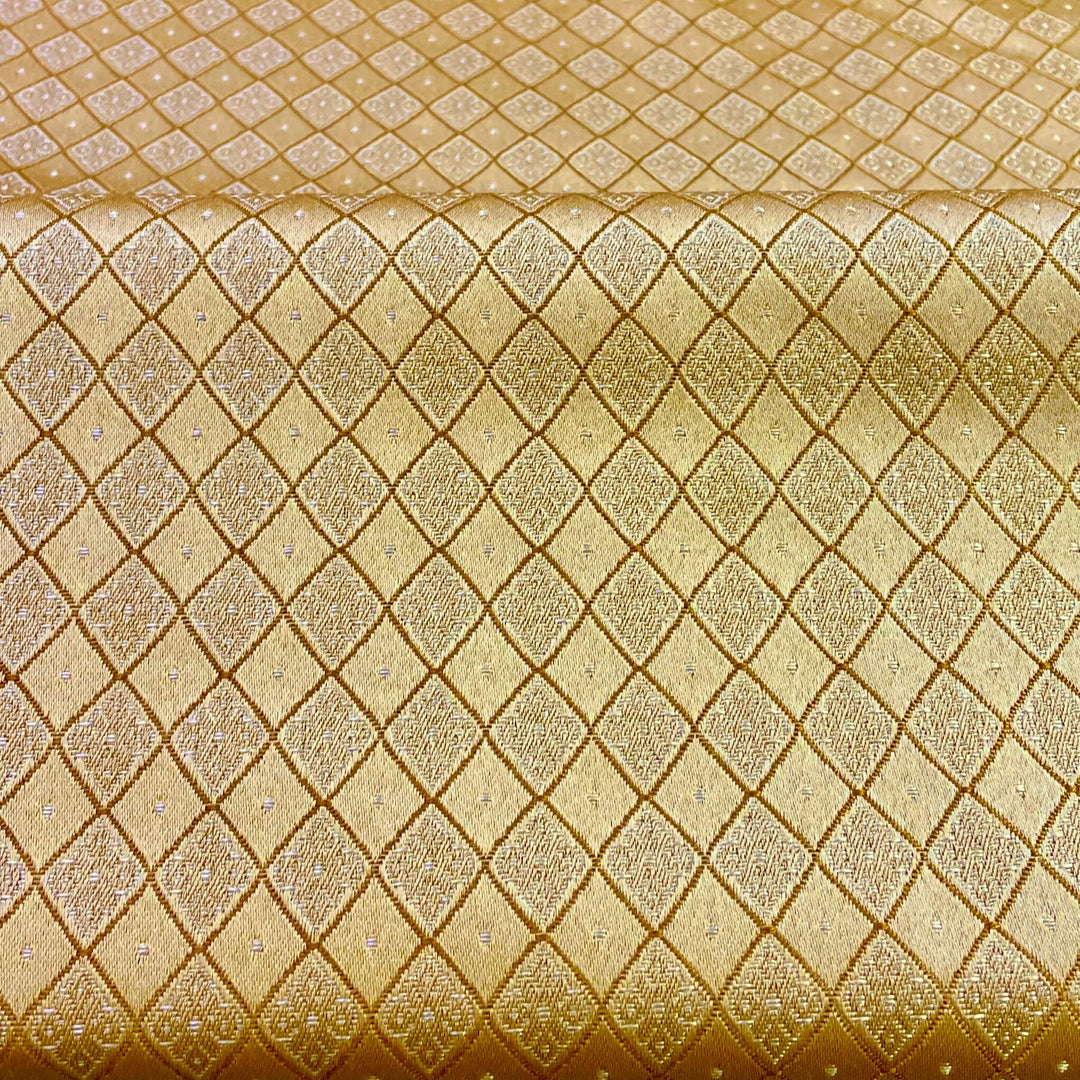 Ivory Floral Embroidery Faux Taffeta Silk Fabric