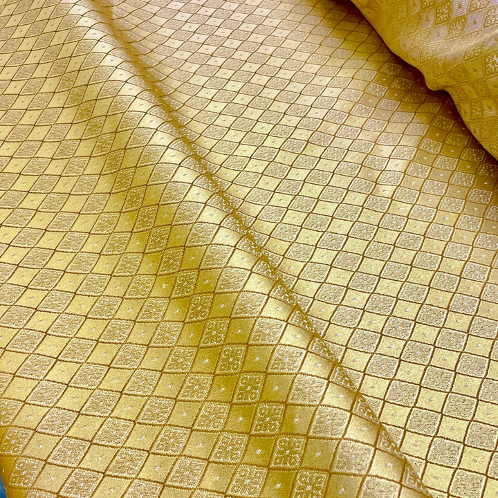 Ivory Floral Embroidery Faux Taffeta Silk Fabric