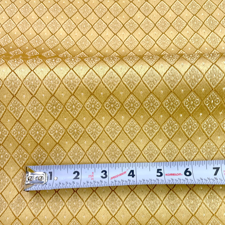 Ivory Floral Embroidery Faux Taffeta Silk Fabric