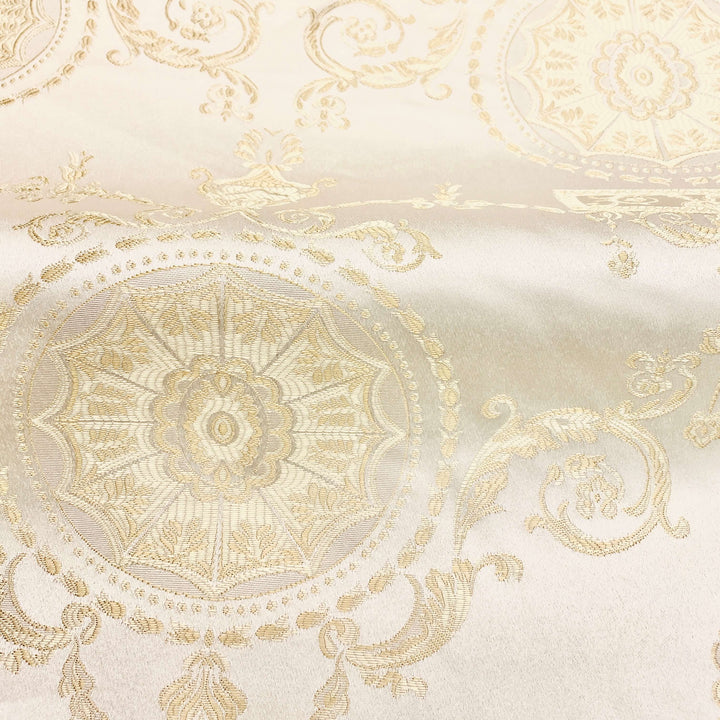Ivory Gold Classic Medallion Jacquard Fabric