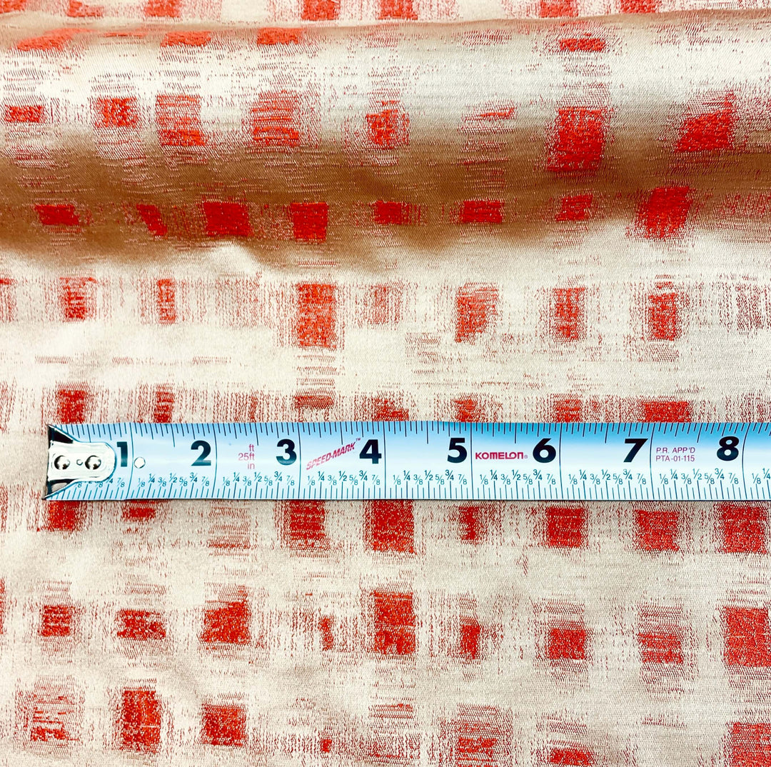 Geometric Crimson Dark Orange Beige Jacquard Fabric
