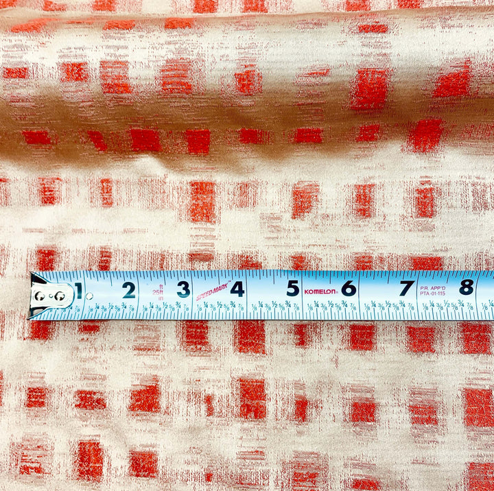 Geometric Crimson Dark Orange Beige Jacquard Fabric