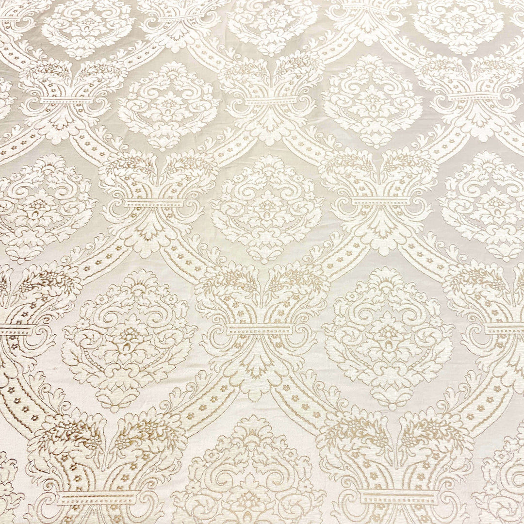 110" TENOR Beige Gray Classic Contrasting Damask Velvet Fabric