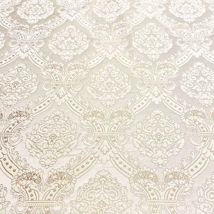 110" TENOR Beige Gray Classic Contrasting Damask Velvet Fabric