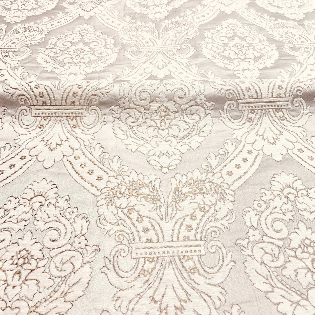 110" TENOR Beige Gray Classic Contrasting Damask Velvet Fabric
