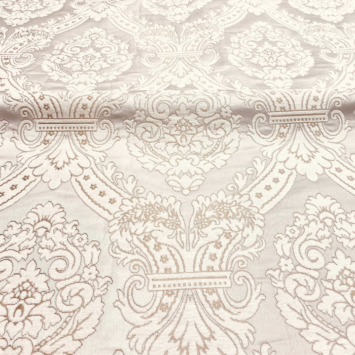 110" TENOR Beige Gray Classic Contrasting Damask Velvet Fabric