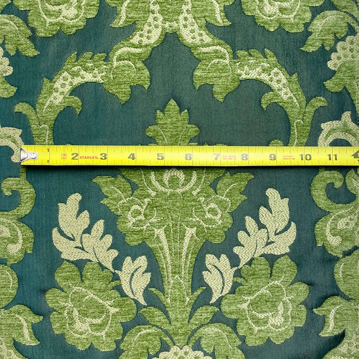 110" TENOR Hunter Green Classic Contrasting Damask Velvet Fabric