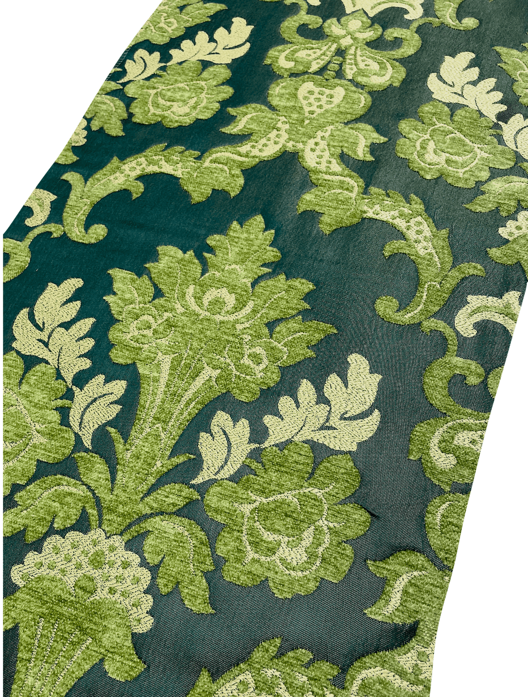 110" TENOR Hunter Green Classic Contrasting Damask Velvet Fabric
