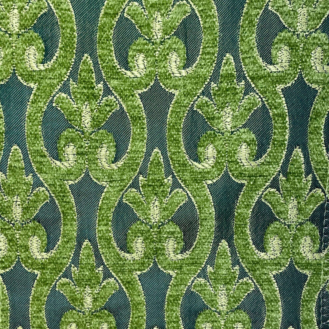 110" NORMANDY Hunter Green Classic Contrasting Damask Velvet Fabric