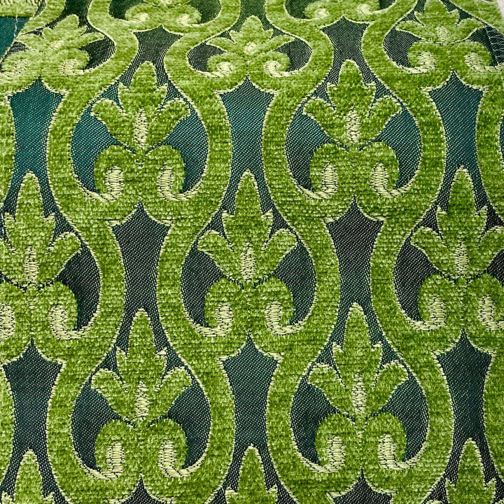 110" NORMANDY Hunter Green Classic Contrasting Damask Velvet Fabric