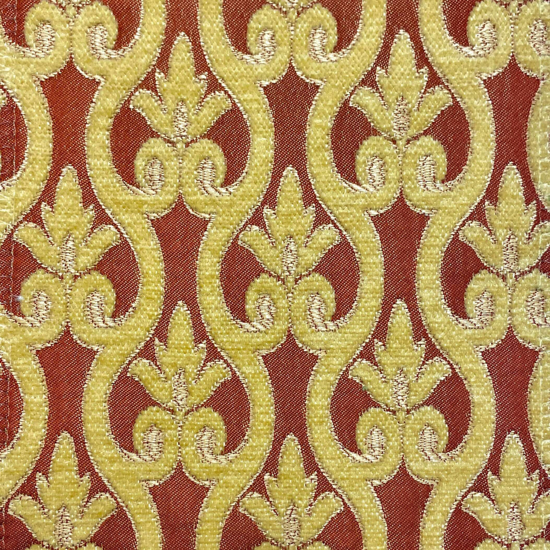 110" NORMANDY Brown Classic Contrasting Damask Velvet Fabric