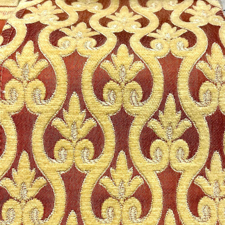 110" NORMANDY Brown Classic Contrasting Damask Velvet Fabric