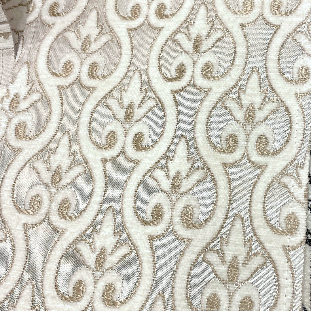 110" NORMANDY Gray Beige Classic Contrasting Damask Velvet Fabric
