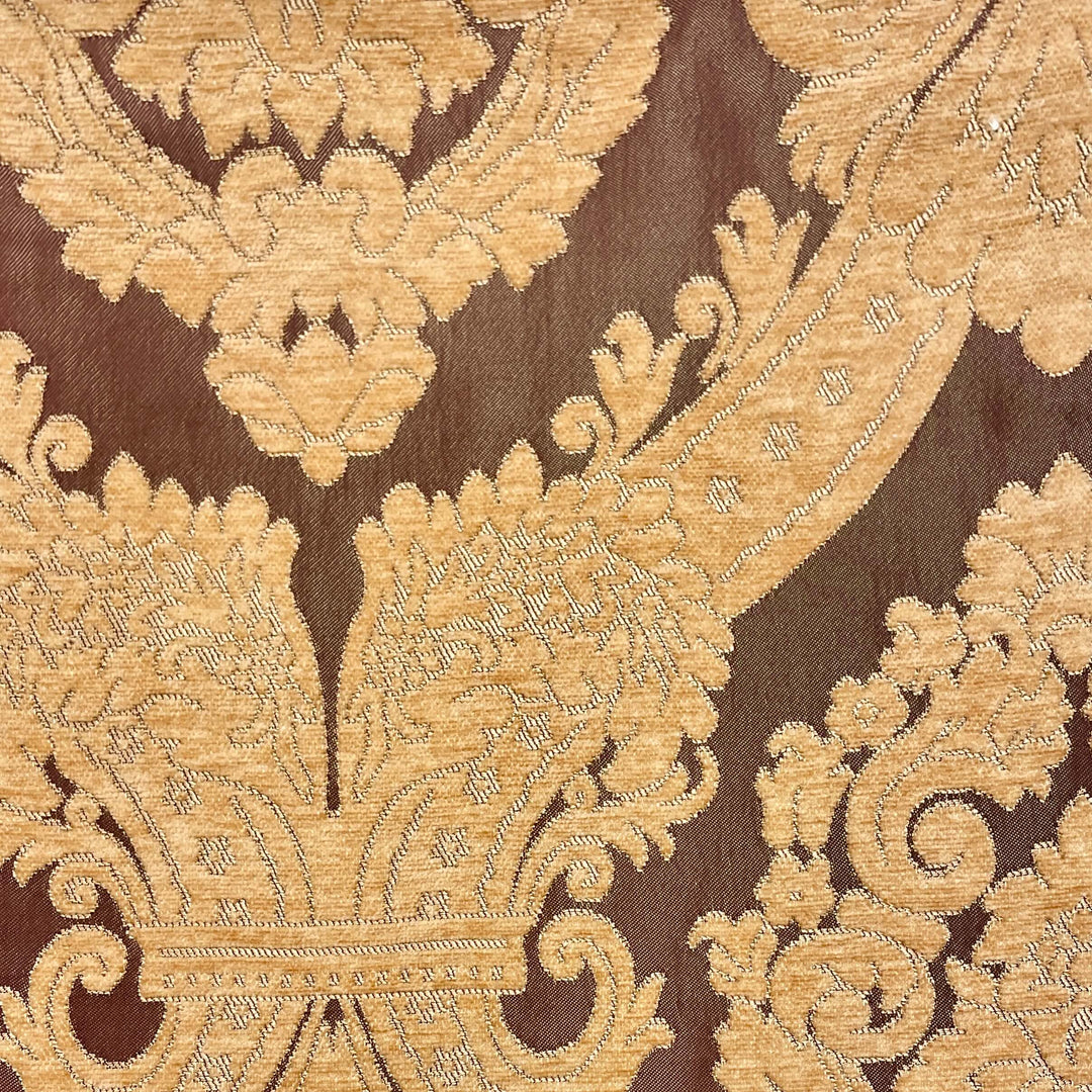110" TENOR Brown Classic Contrasting Damask Velvet Fabric