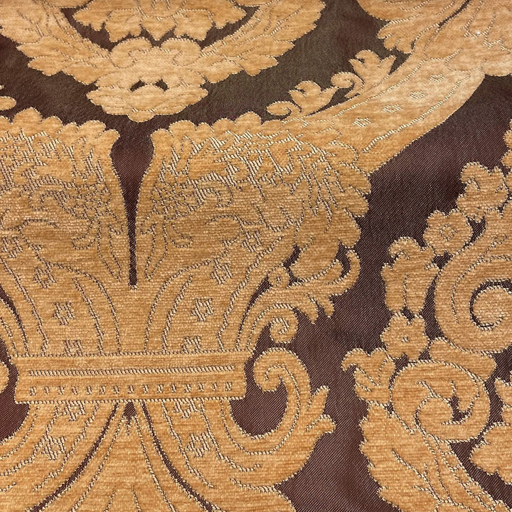 110" TENOR Brown Classic Contrasting Damask Velvet Fabric