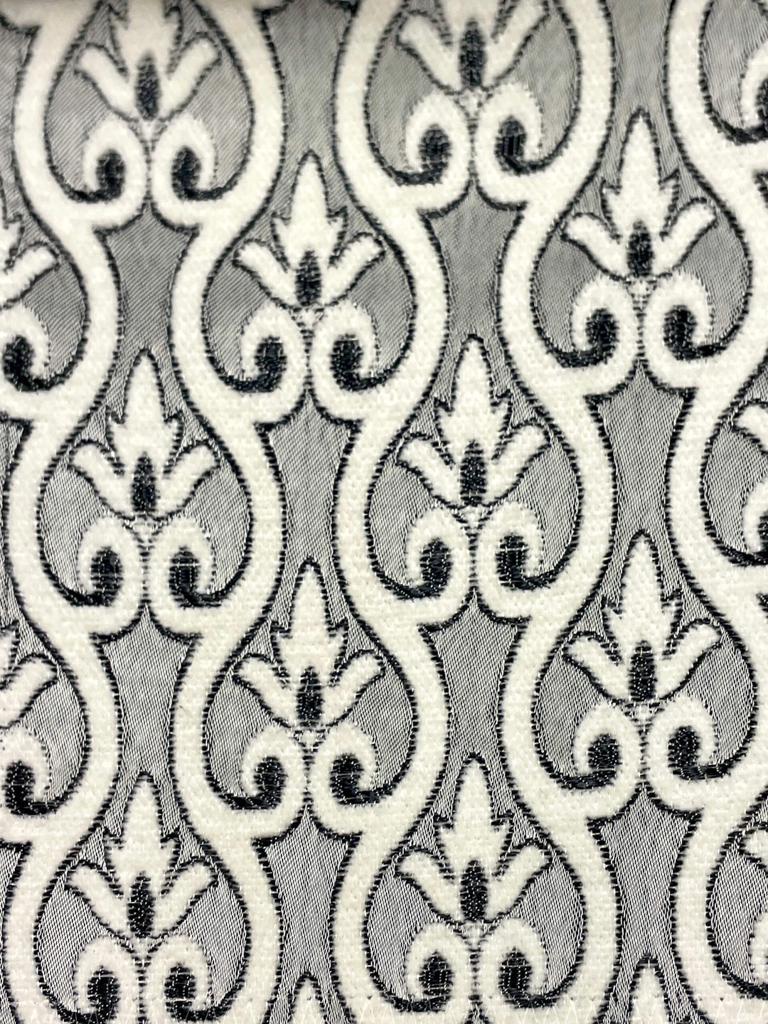 110" NORMANDY Pewter Silver Gray Beige Classic Contrasting Damask Velvet Fabric