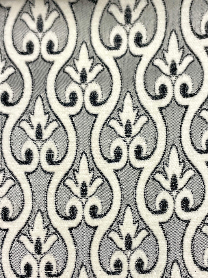 110" NORMANDY Pewter Silver Gray Beige Classic Contrasting Damask Velvet Fabric